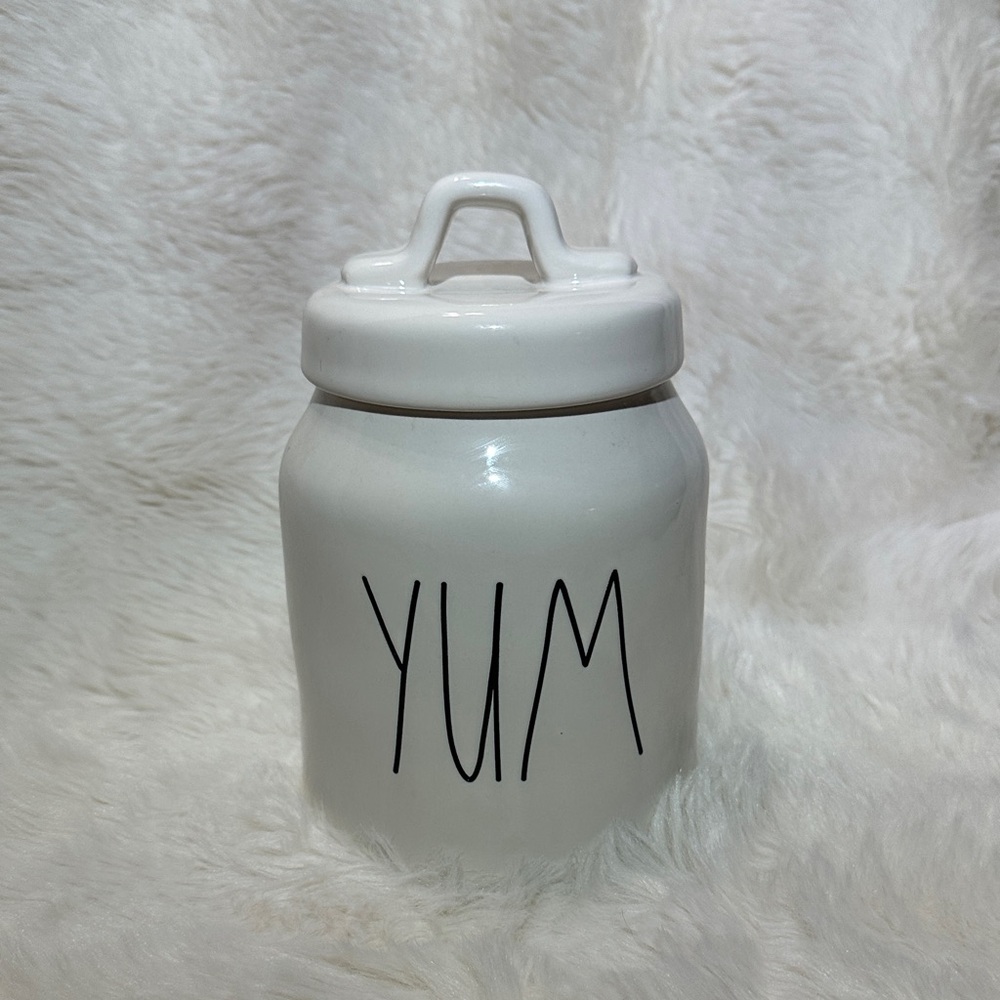 RAE DUNN MAGENTA YUM CANISTER SNACK JAR 8" FARMHOUSE DECOR
